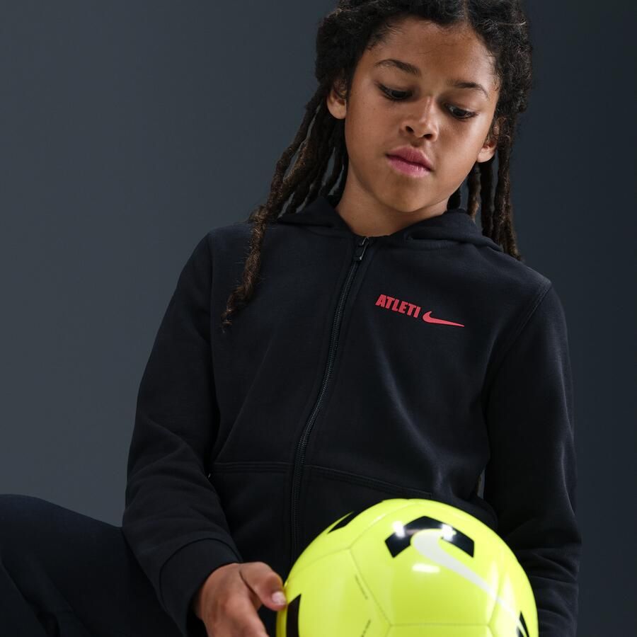 Nike Atlético Madrid Club voetbalhoodie met rits over de hele lengte voor jongens Zwart - Foto 2