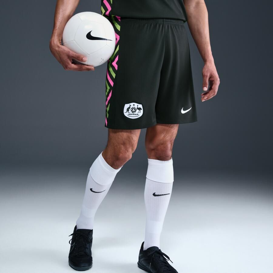 Nike Australië 2025 26 Stadium Uit Dri-FIT replicavoetbalshorts voor heren Groen