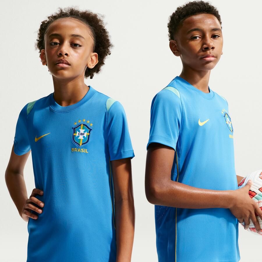 Nike Brazil Academy Pro Dri-FIT knit voetbaltop met korte mouwen voor kids Blauw