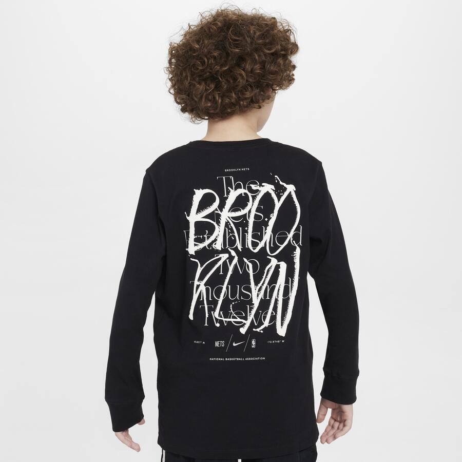 Nike Brooklyn Nets Courtside Max90 NBA-shirt met lange mouwen voor jongens Zwart - Foto 4