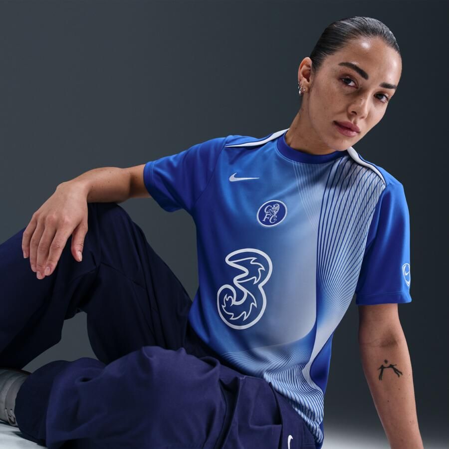 Nike Chelsea FC Academy Pro Derde Total 90 Dri-FIT warming-uptop voor dames Blauw - Foto 2