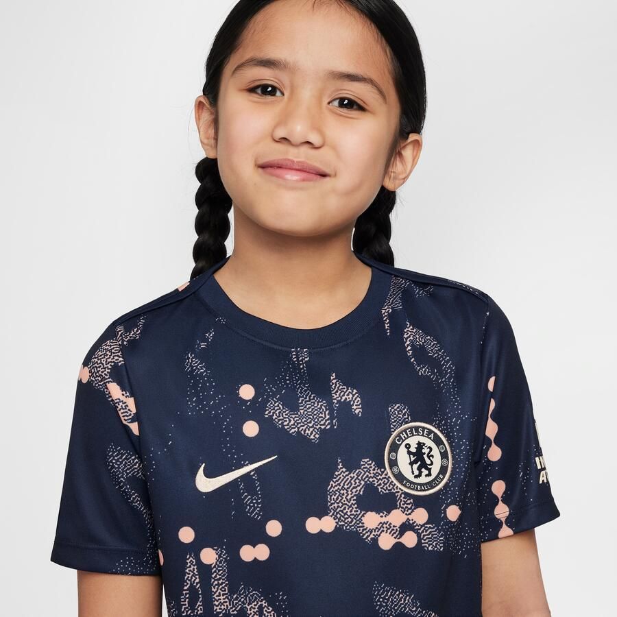 Nike Chelsea FC Academy Pro SE Dri-FIT warming-uptop met korte mouwen voor kids Blauw