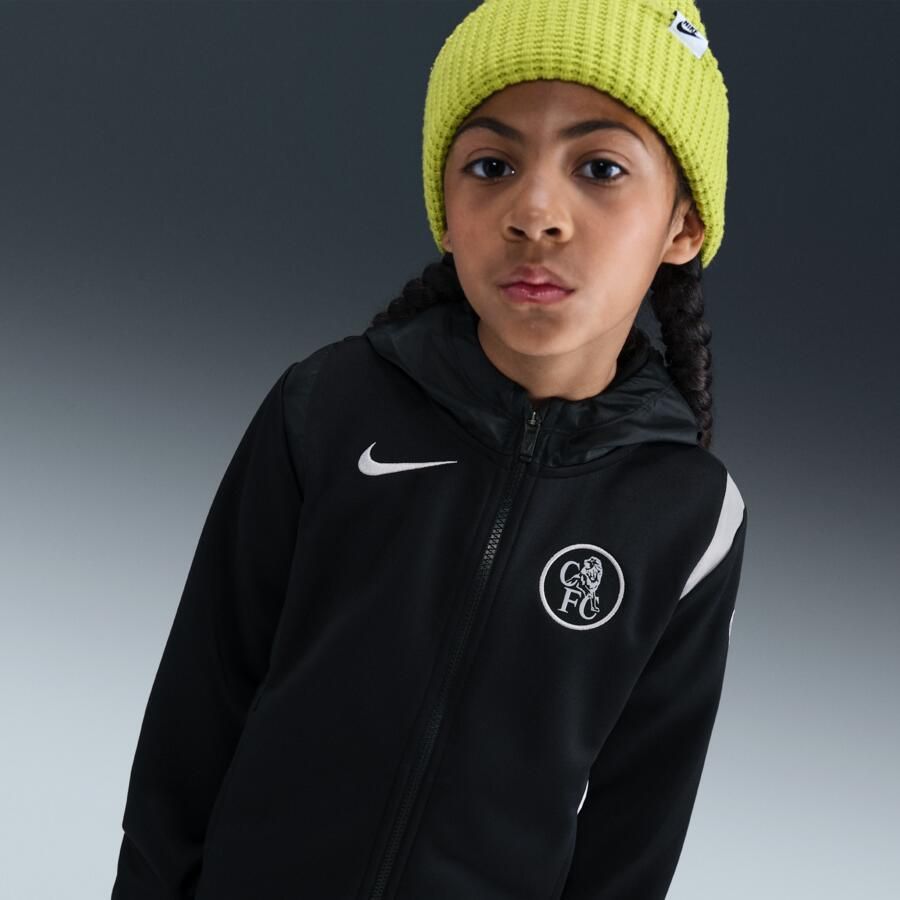 Nike Chelsea FC Derde Total 90 geweven voetbaltrainingspak voor kids Zwart