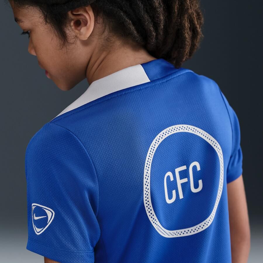 Nike Chelsea FC Strike Derde Total 90 voetbaltop met korte mouwen en Dri-FIT voor kids Blauw