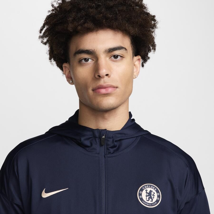 Nike Chelsea FC Strike Dri-FIT knit voetbaltrainingspak met capuchon voor heren Blauw
