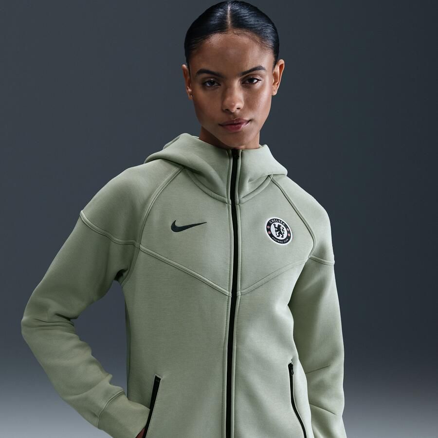 Nike Chelsea FC Tech Windrunner voetbalhoodie van fleece met rits voor dames Groen - Foto 4