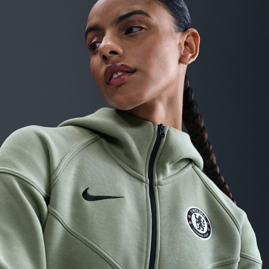 Nike Chelsea FC Tech Windrunner voetbalhoodie van fleece met rits voor dames Groen - Foto 2