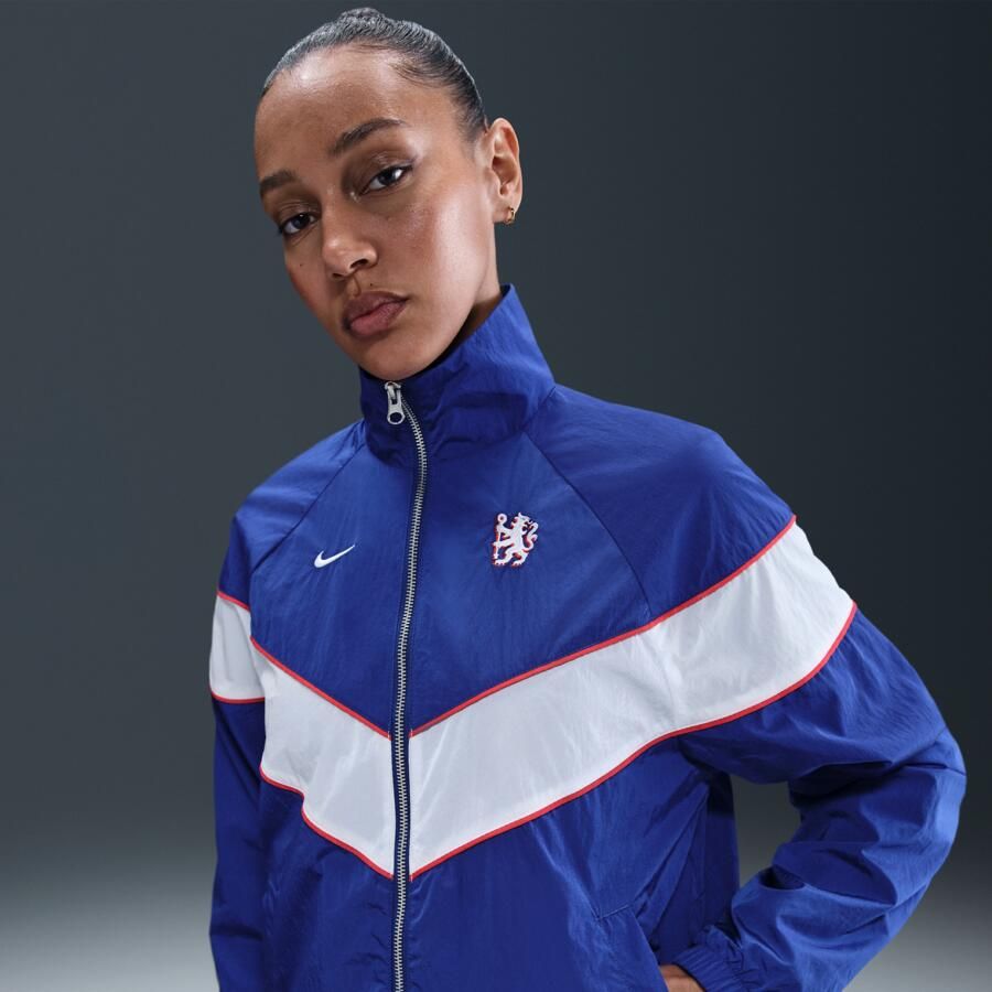 Nike Chelsea FC Windrunner geweven voetbaljack met uv-bescherming en rits over de hele lengte voor dames Blauw - Foto 4