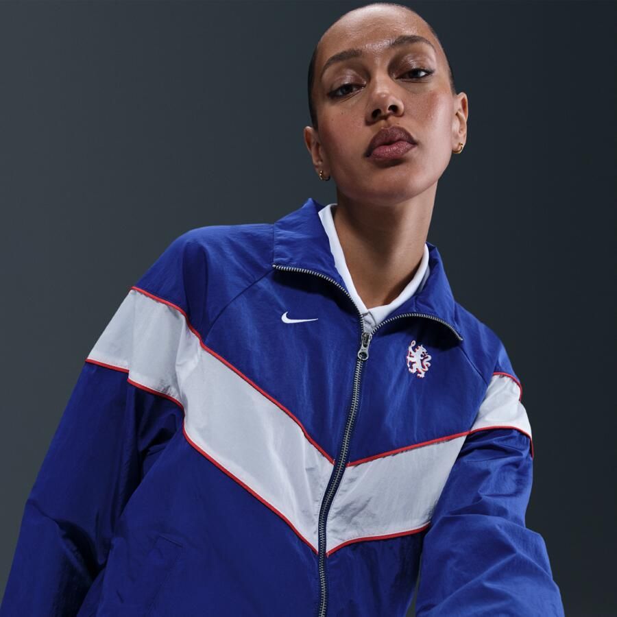 Nike Chelsea FC Windrunner geweven voetbaljack met uv-bescherming en rits over de hele lengte voor dames Blauw - Foto 2