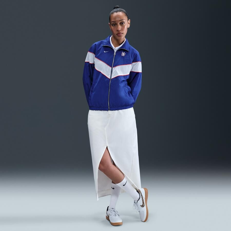 Nike Chelsea FC Windrunner geweven voetbaljack met uv-bescherming en rits over de hele lengte voor dames Blauw - Foto 3