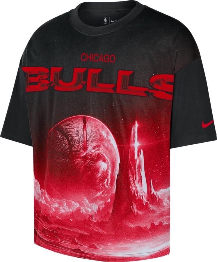 Nike Chicago Bulls Courtside NBA boxy T-shirt voor heren Zwart - Foto 3
