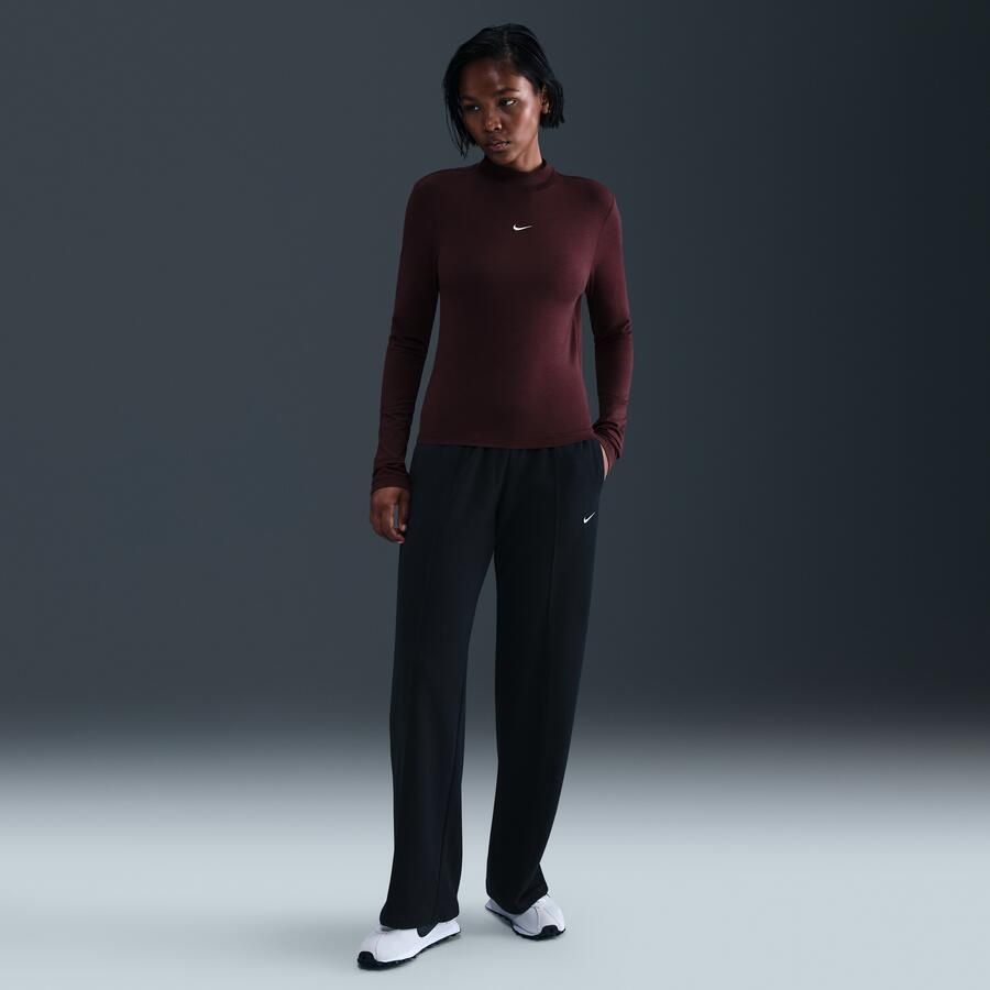 Nike Chill Knit aansluitend T-shirt met mock-hals en lange mouwen voor dames Rood - Foto 3