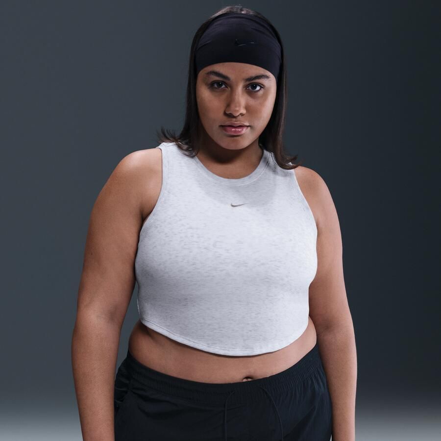 Nike Chill Knit aansluitende cropped tanktop met mini-rib voor dames (Plus Size) Bruin - Foto 4