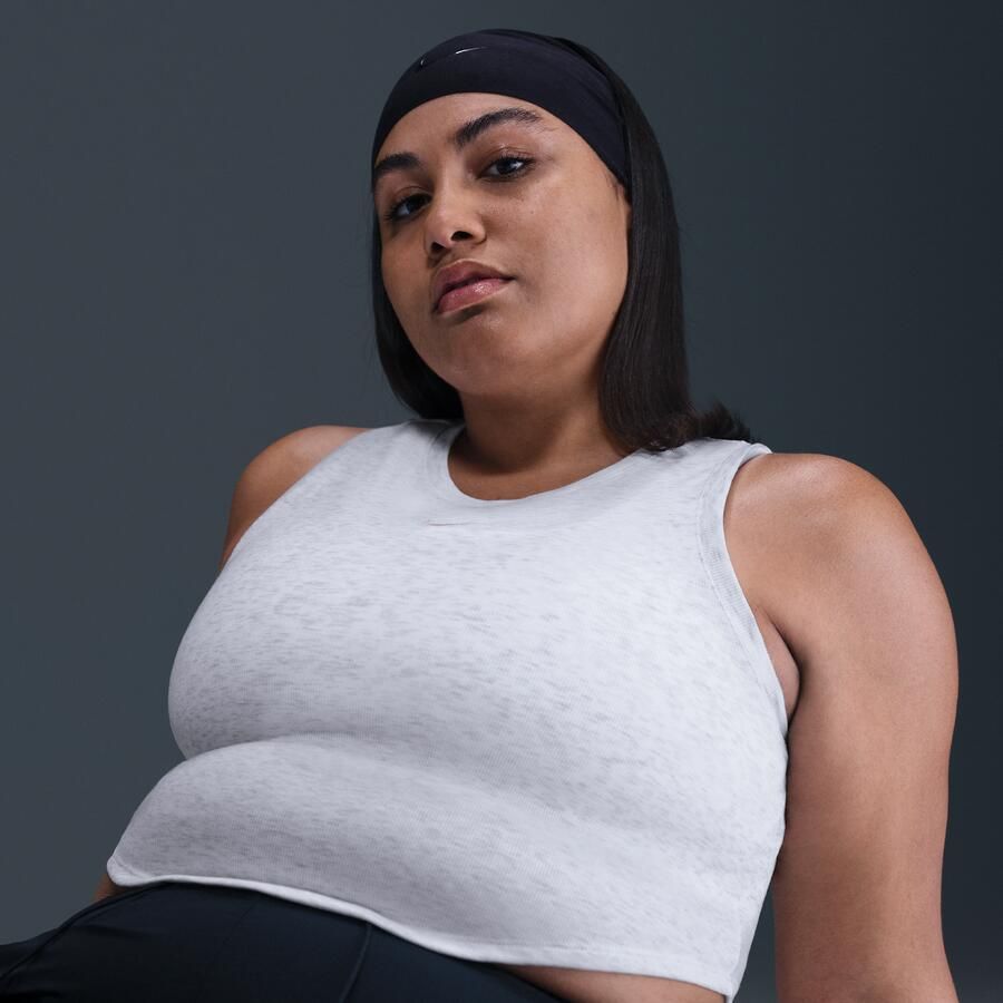 Nike Chill Knit aansluitende cropped tanktop met mini-rib voor dames (Plus Size) Bruin - Foto 2