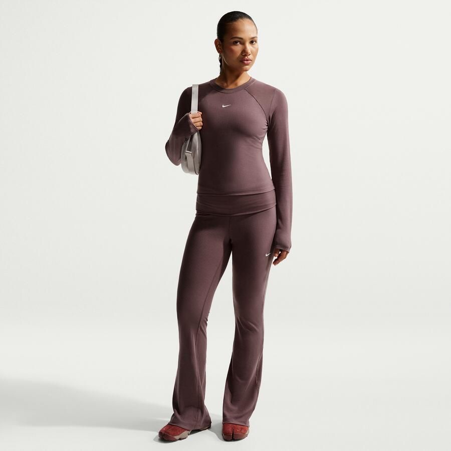 Nike Chill Knit aansluitende geribde broek met halfhoge taille voor dames Paars - Foto 4