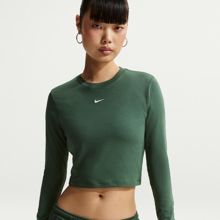 Nike Chill Knit korte aansluitende damestop met lange mouwen Groen - Foto 4