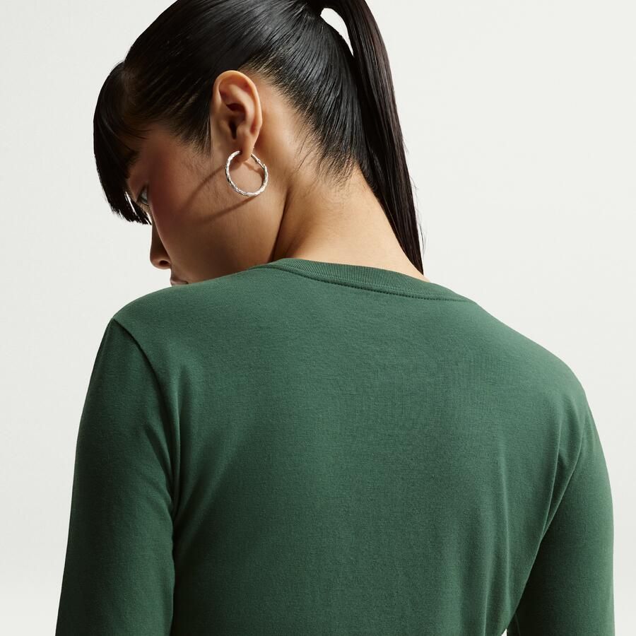Nike Chill Knit korte aansluitende damestop met lange mouwen Groen