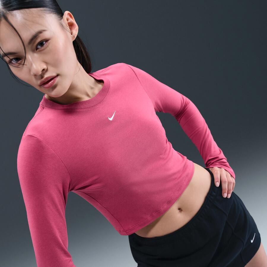 Nike Chill Knit korte aansluitende damestop met lange mouwen Paars - Foto 2