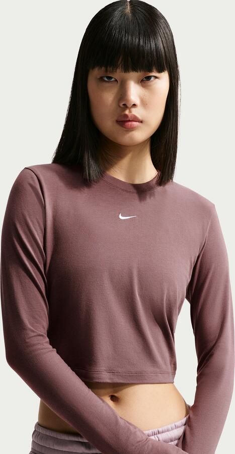Nike Chill Knit korte aansluitende damestop met lange mouwen Paars - Foto 4