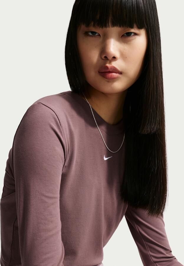 Nike Chill Knit korte aansluitende damestop met lange mouwen Paars - Foto 3