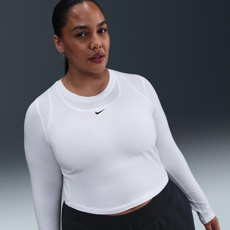 Nike Chill Knit korte aansluitende damestop met lange mouwen (Plus Size) Wit - Foto 4