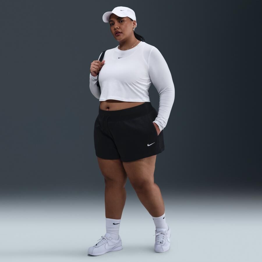 Nike Chill Knit korte aansluitende damestop met lange mouwen (Plus Size) Wit - Foto 3