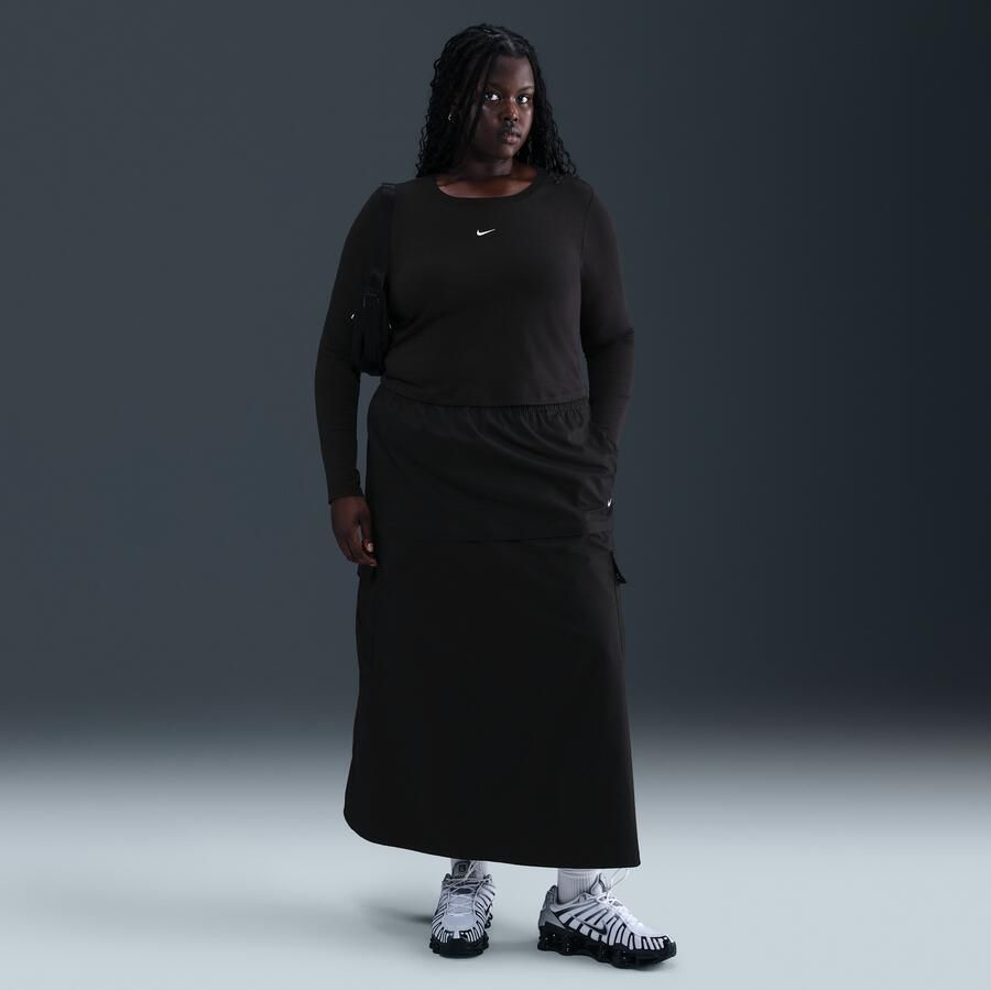Nike Chill Knit korte aansluitende damestop met lange mouwen (Plus Size) Zwart - Foto 3