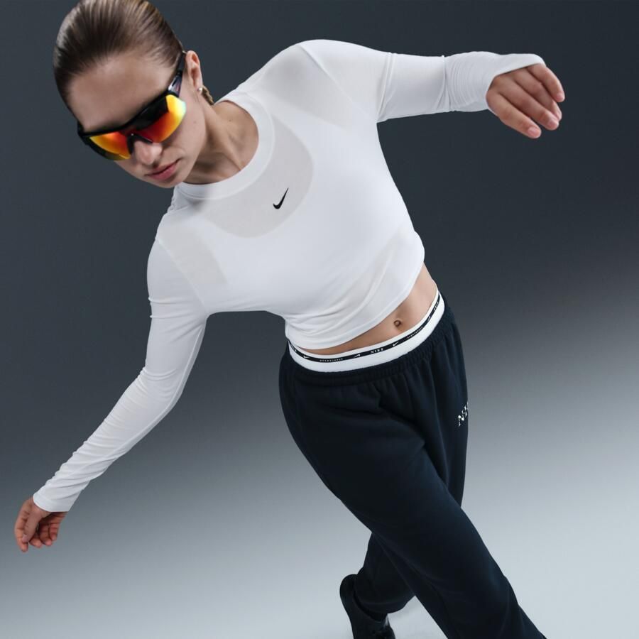 Nike Chill Knit korte aansluitende damestop met lange mouwen Wit - Foto 2