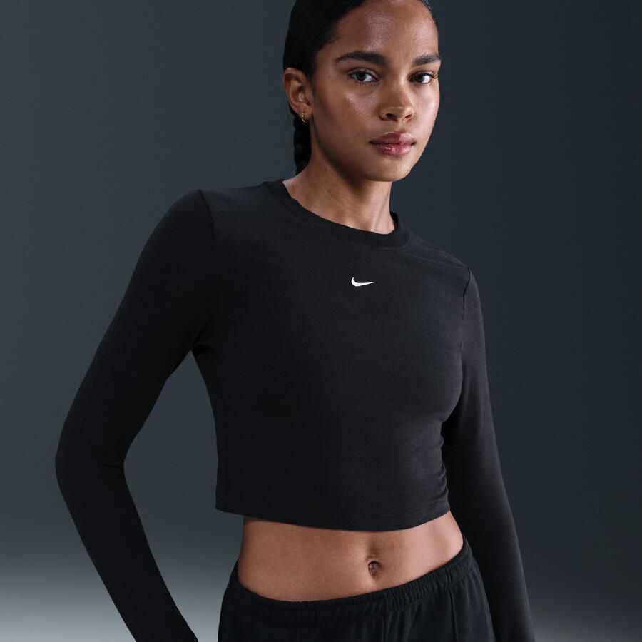 Nike Chill Knit korte aansluitende damestop met lange mouwen Zwart - Foto 4