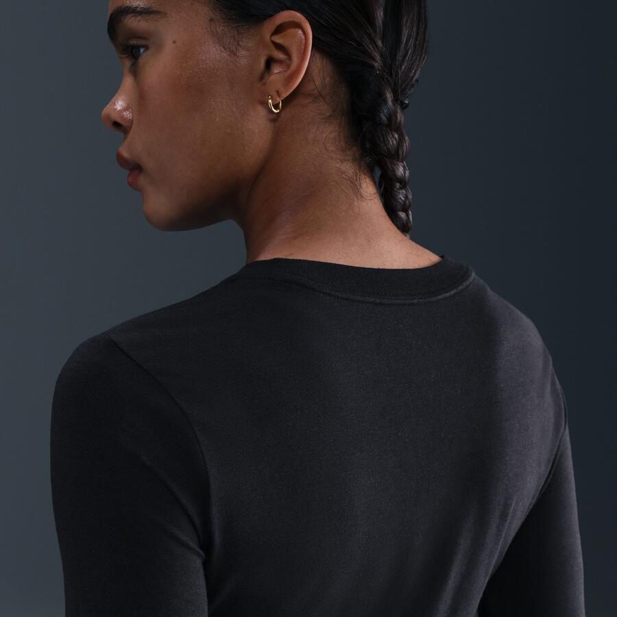 Nike Chill Knit korte aansluitende damestop met lange mouwen Zwart