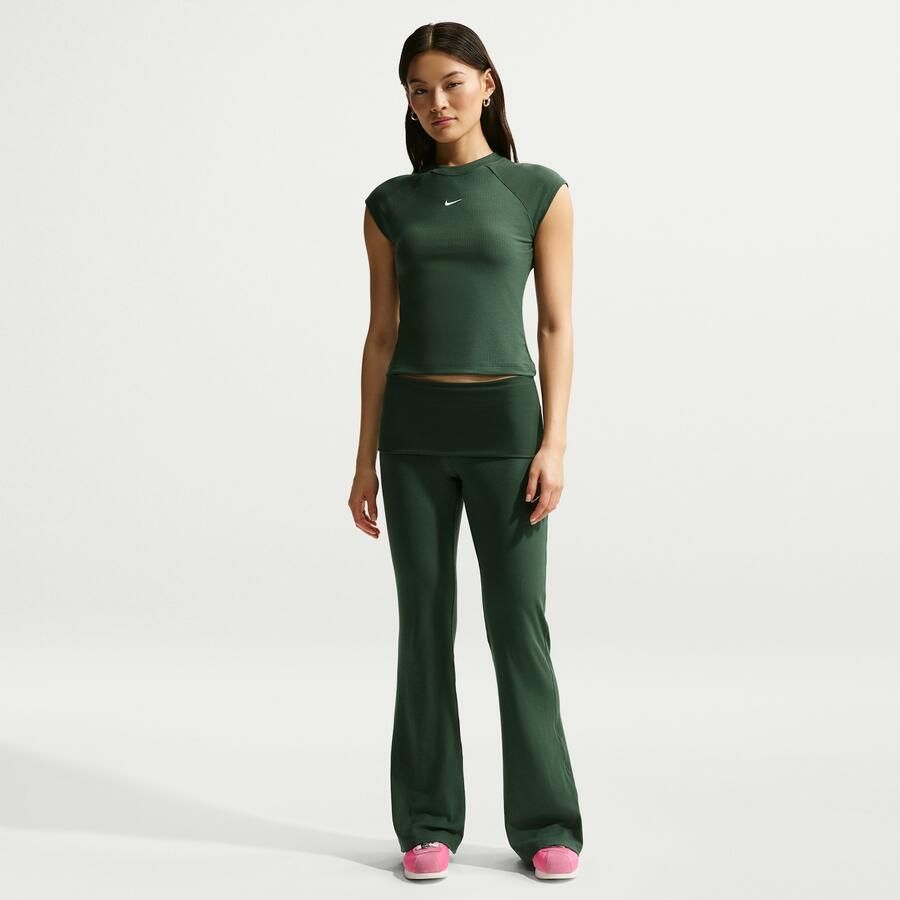 Nike Chill Knit strakke geribde top met korte mouwen voor dames Groen - Foto 3