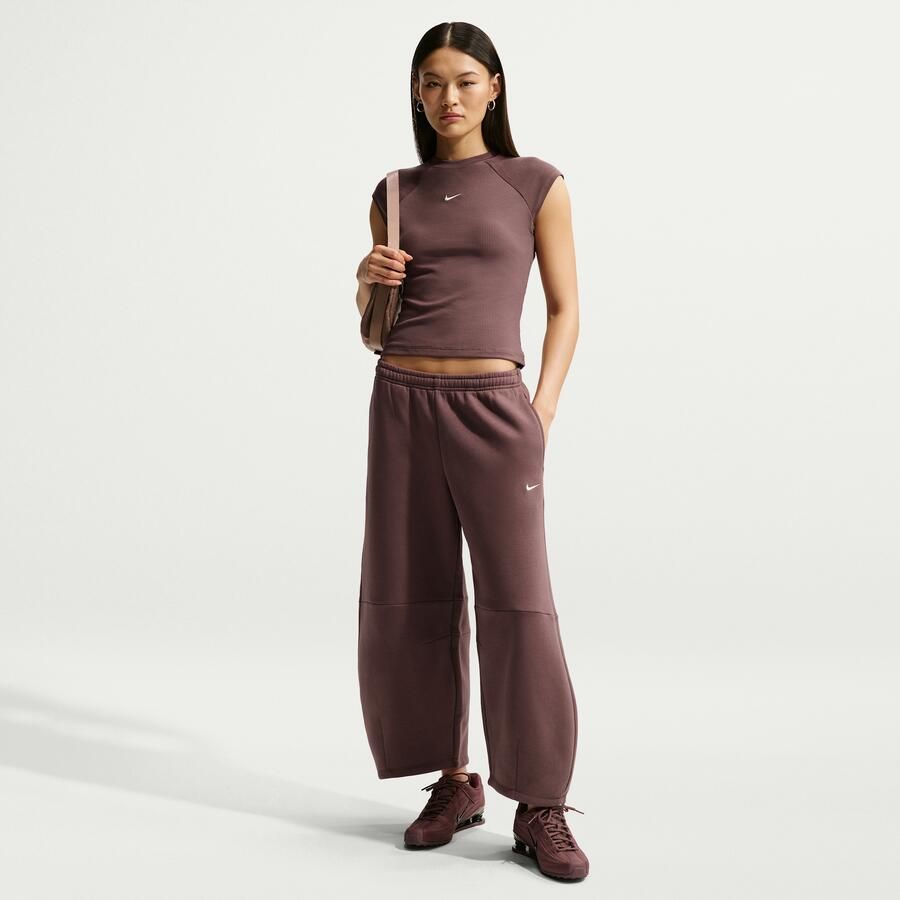 Nike Chill Knit strakke geribde top met korte mouwen voor dames Paars