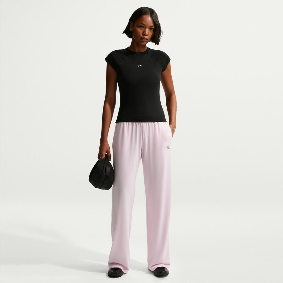 Nike Chill Knit strakke geribde top met korte mouwen voor dames Zwart