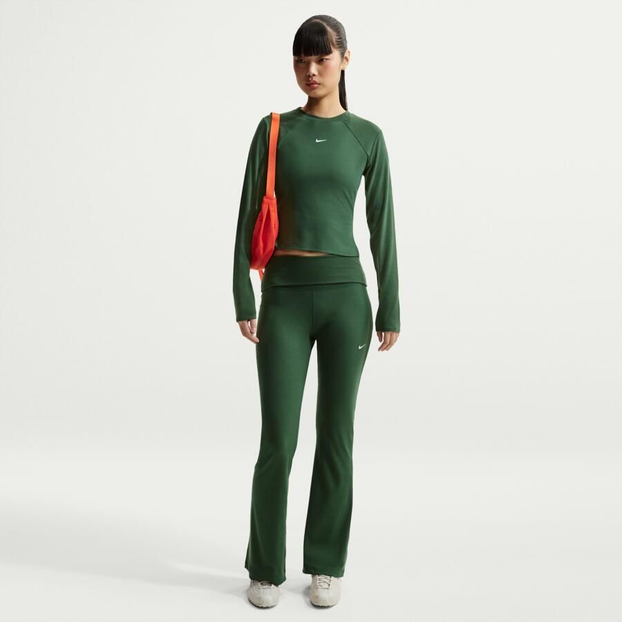 Nike Chill Knit strakke geribde top met lange mouwen voor dames Groen - Foto 2
