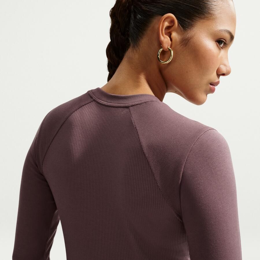 Nike Chill Knit strakke geribde top met lange mouwen voor dames Paars
