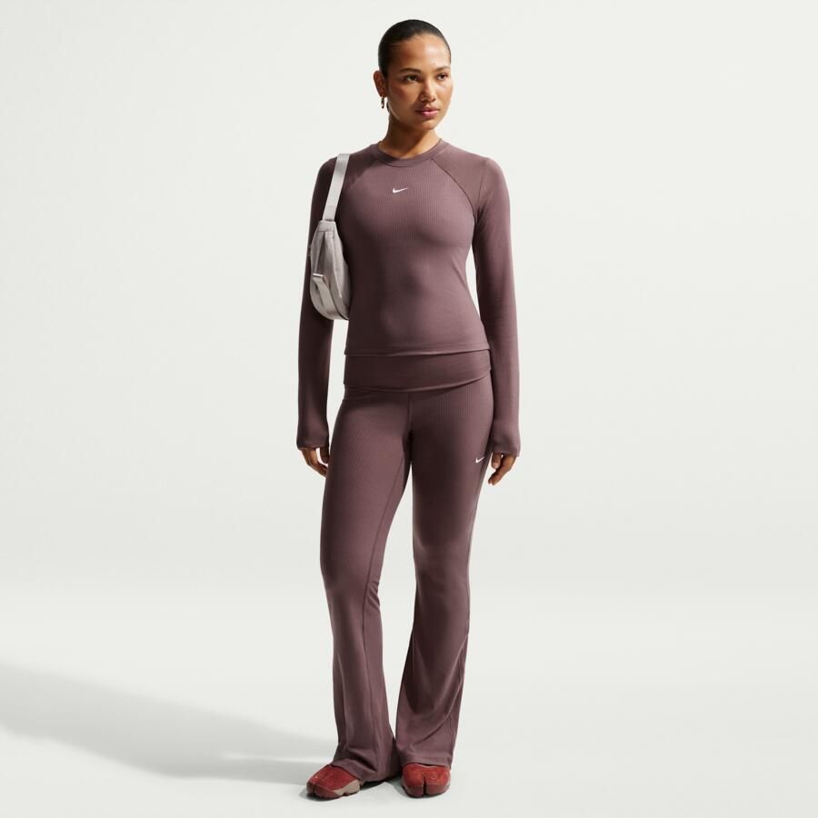 Nike Chill Knit strakke geribde top met lange mouwen voor dames Paars - Foto 3