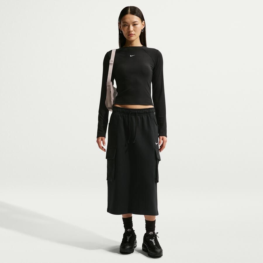 Nike Chill Knit strakke geribde top met lange mouwen voor dames Zwart - Foto 3