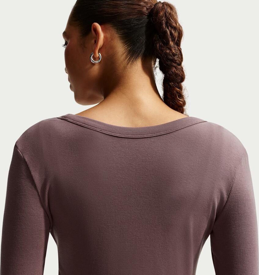 Nike Chill Knit strakke midi-jurk met mini-ribbels en lange mouwen Paars