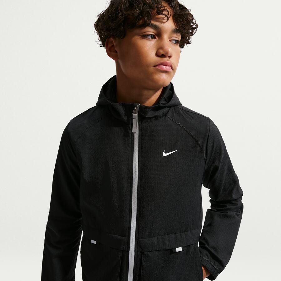 Nike City Utility geweven jack met volledige rits voor kids Zwart - Foto 4
