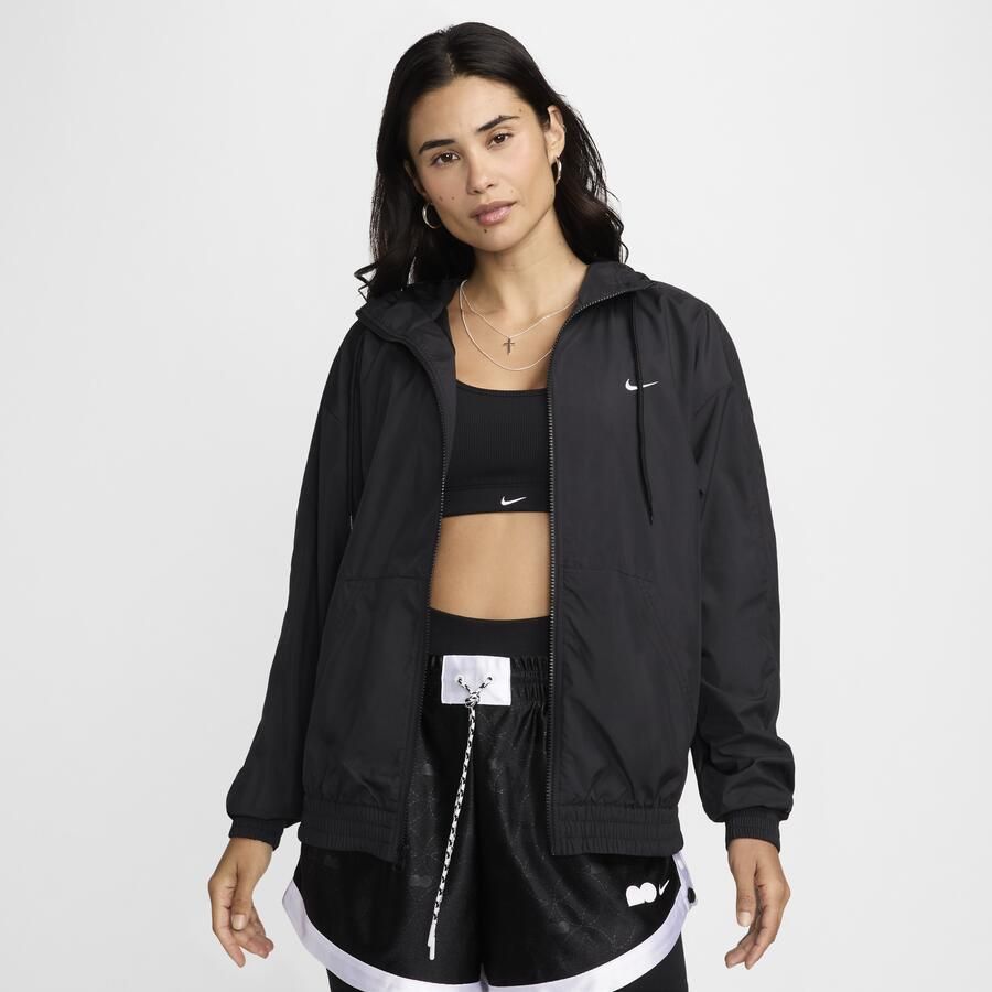 Nike Classic Wovens ruimvallend UV-damesjack met capuchon Zwart - Foto 4