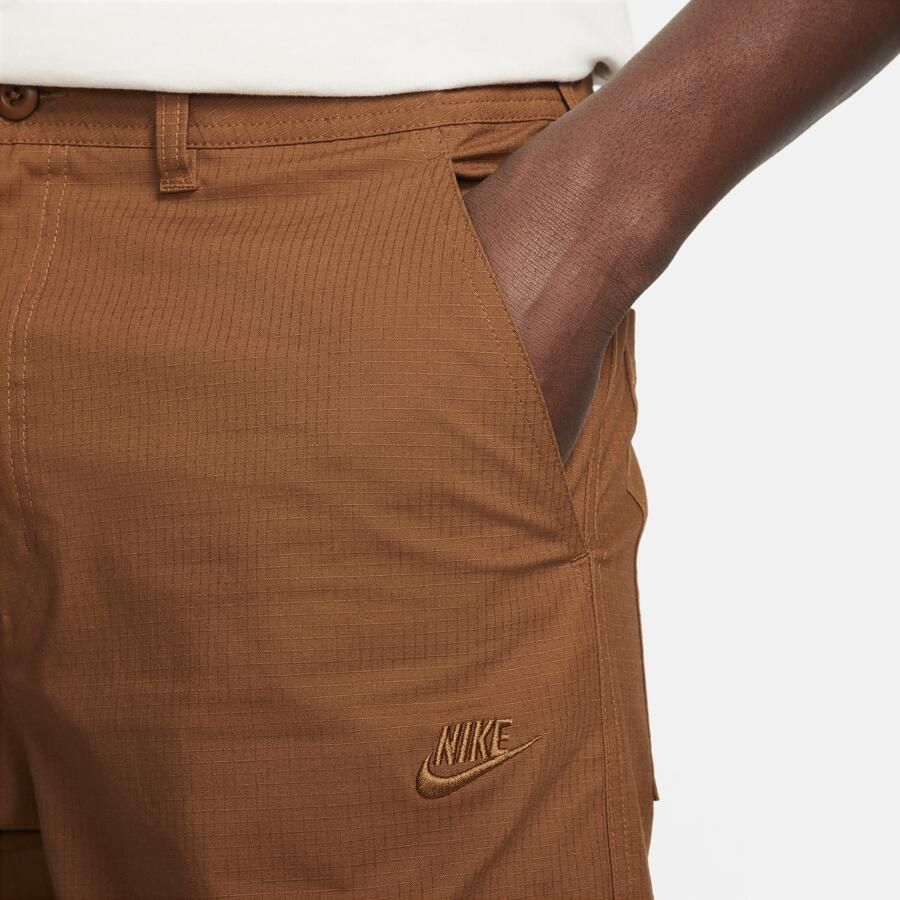 Nike Cargo Broek Ripstop Katoen Rechte Pijp Brown Heren