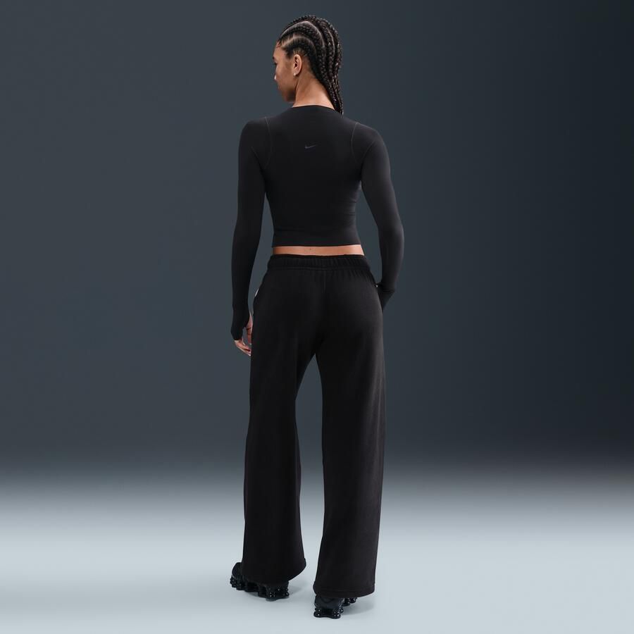 Nike Club Fleece comfortabele broek met wijde pijpen en halfhoge taille voor dames Zwart - Foto 3