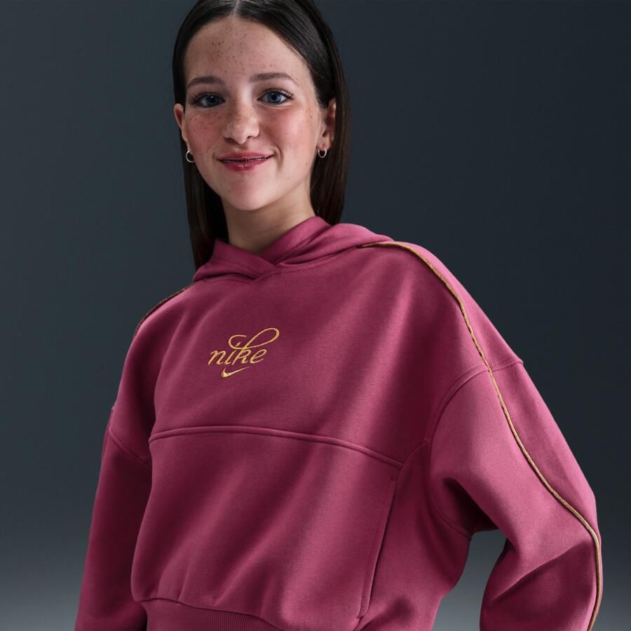Nike Club Fleece hoodie met recht design voor meisjes Paars - Foto 4