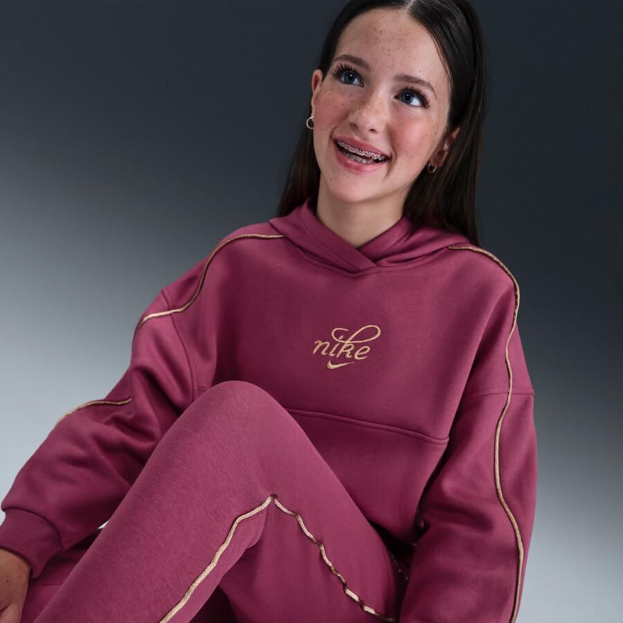 Nike Club Fleece hoodie met recht design voor meisjes Paars - Foto 2