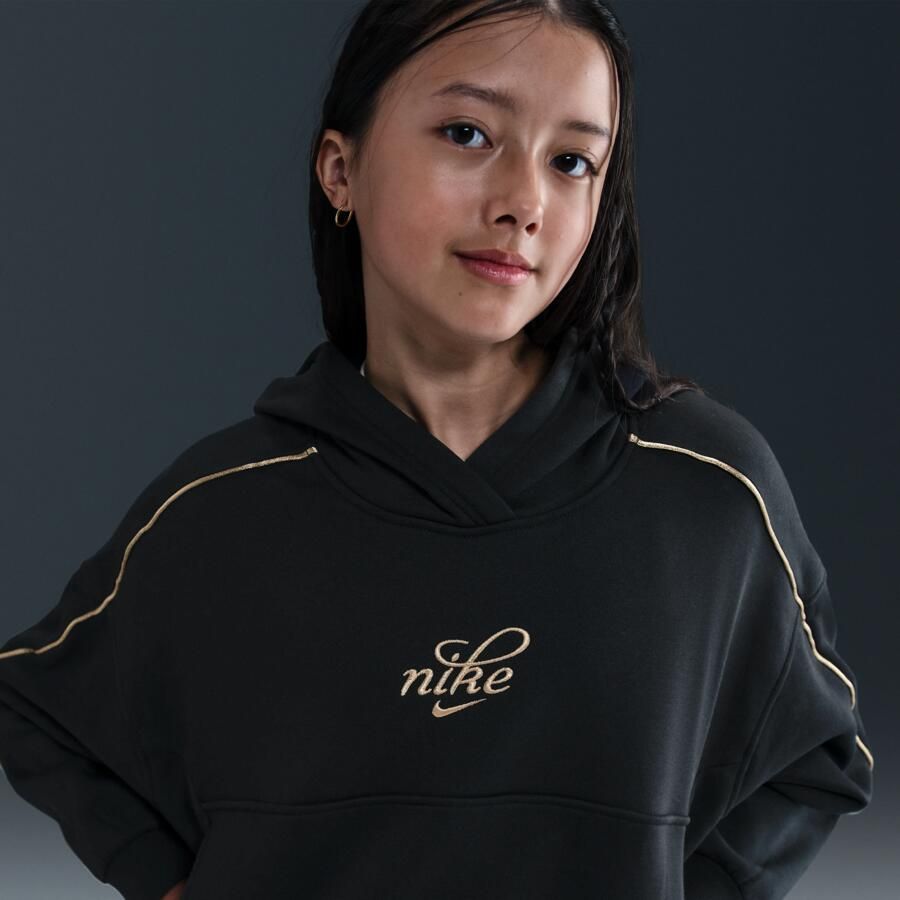 Nike Club Fleece hoodie met recht design voor meisjes Zwart - Foto 4