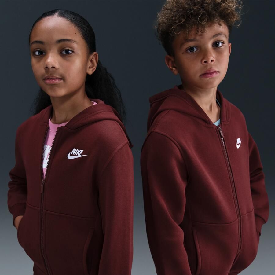 Nike Club Fleece hoodie met rits voor kids Rood - Foto 4