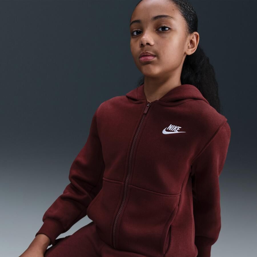Nike Club Fleece hoodie met rits voor kids Rood