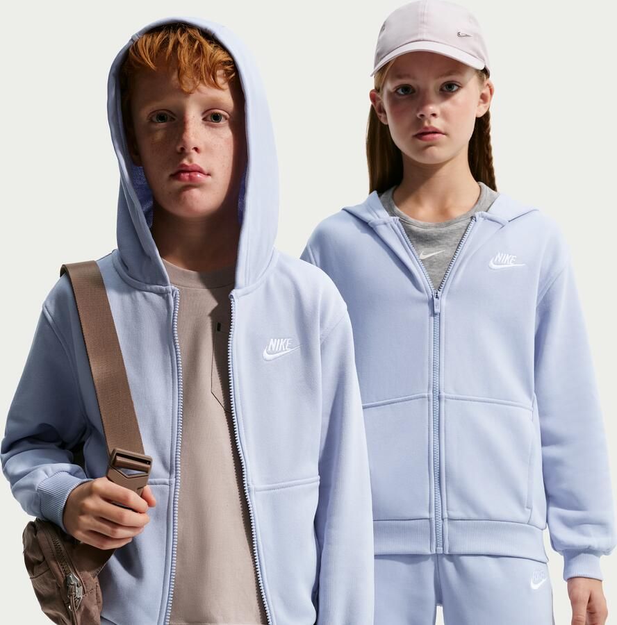 Nike Club Fleece hoodie van sweatstof met rits over de hele lengte voor kids Grijs - Foto 4