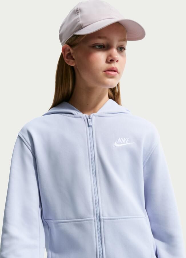 Nike Club Fleece hoodie van sweatstof met rits over de hele lengte voor kids Grijs - Foto 2