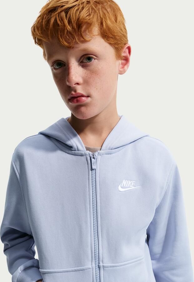 Nike Club Fleece hoodie van sweatstof met rits over de hele lengte voor kids Grijs - Foto 3